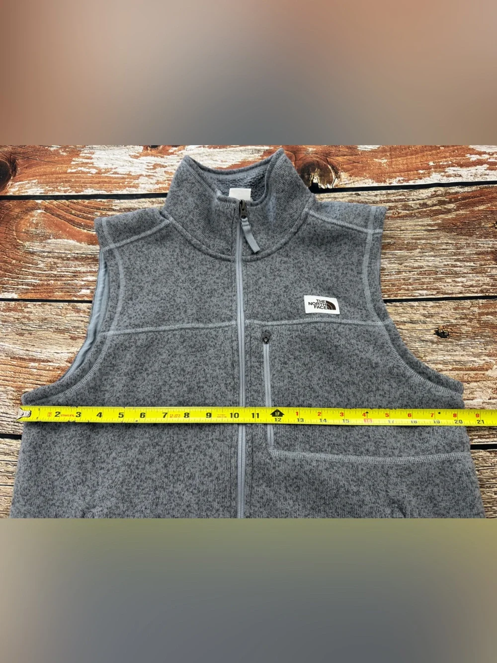 The North Face Men’s Gray Fleece Vest with Zip Pockets, Size Medium